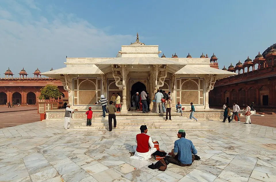 Salim Chishti's tomb: The marble tomb of Salim Chishti, the finest building at Fatehpur Sikri, the capital Akbar built in his honour.