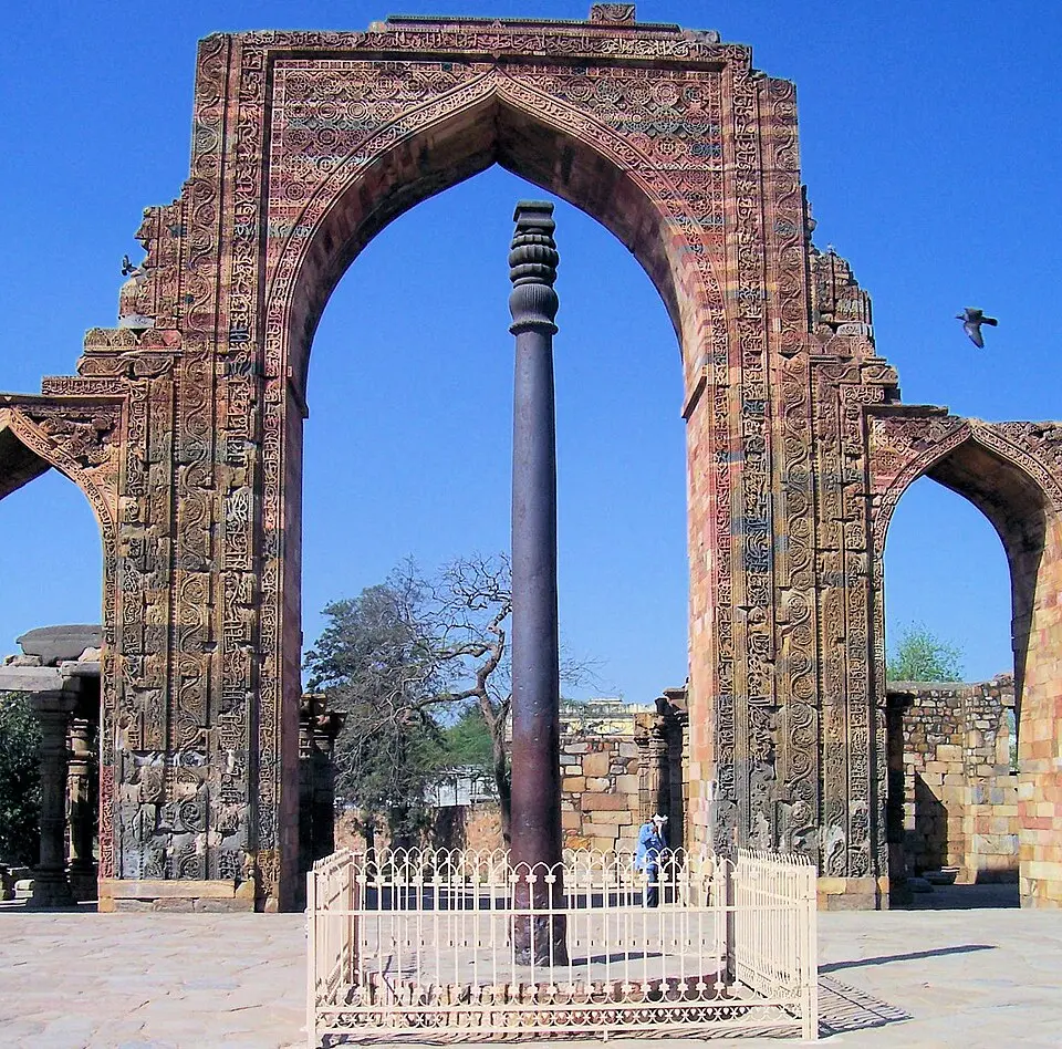 Iron pillar in the Qutb complex, Delhi