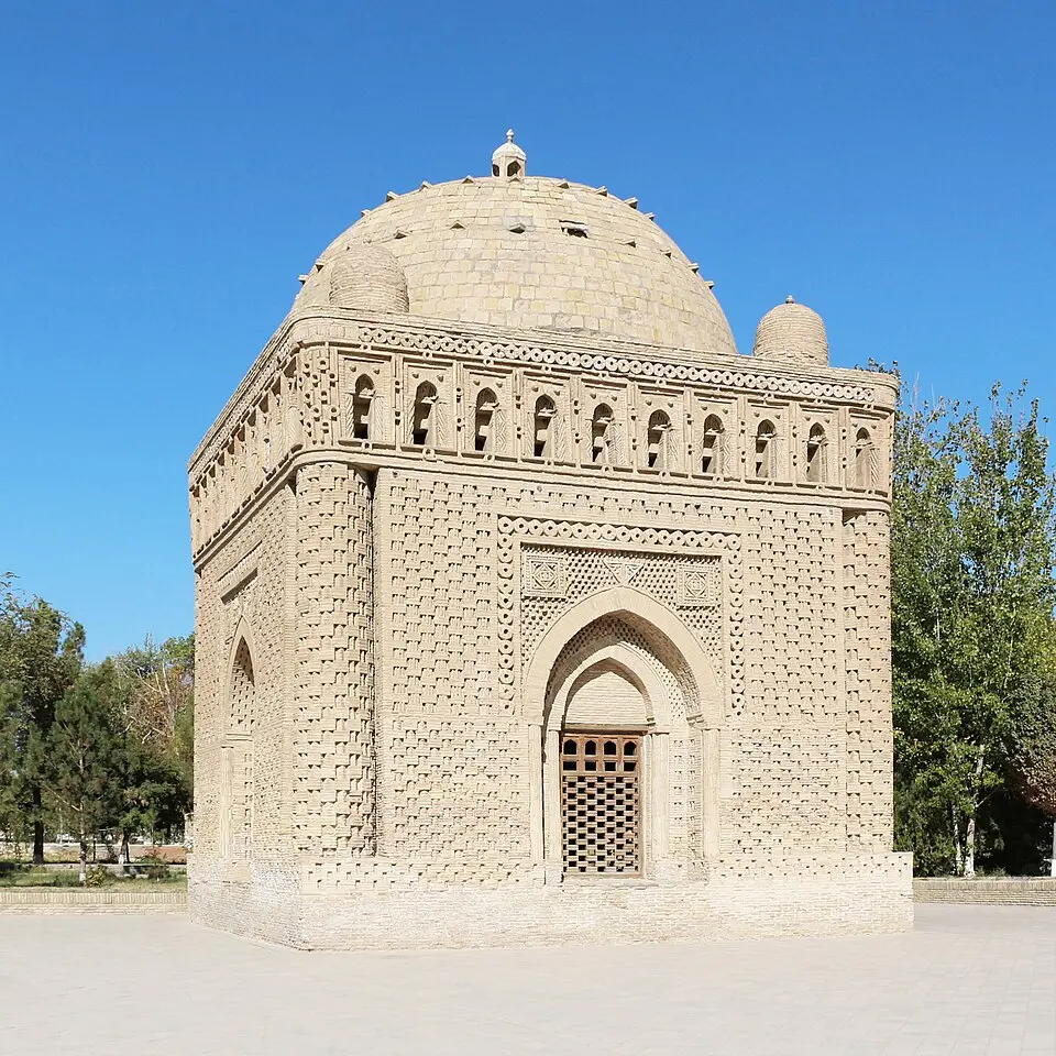 The Samanid mausoleum, Bukhara: The brick tomb of the Samanids at Bukhara, the dynasty whose Turkish ghulams founded the Ghaznavids.
