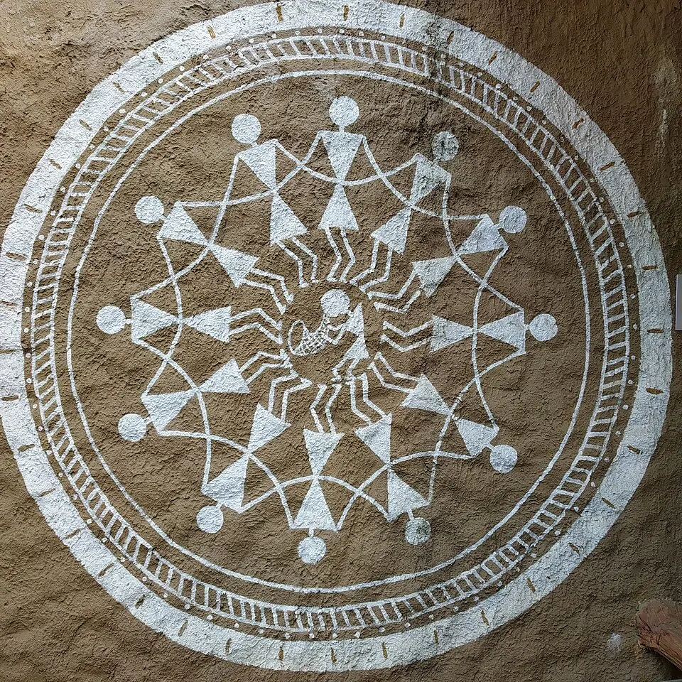 Warli painting on a wall
