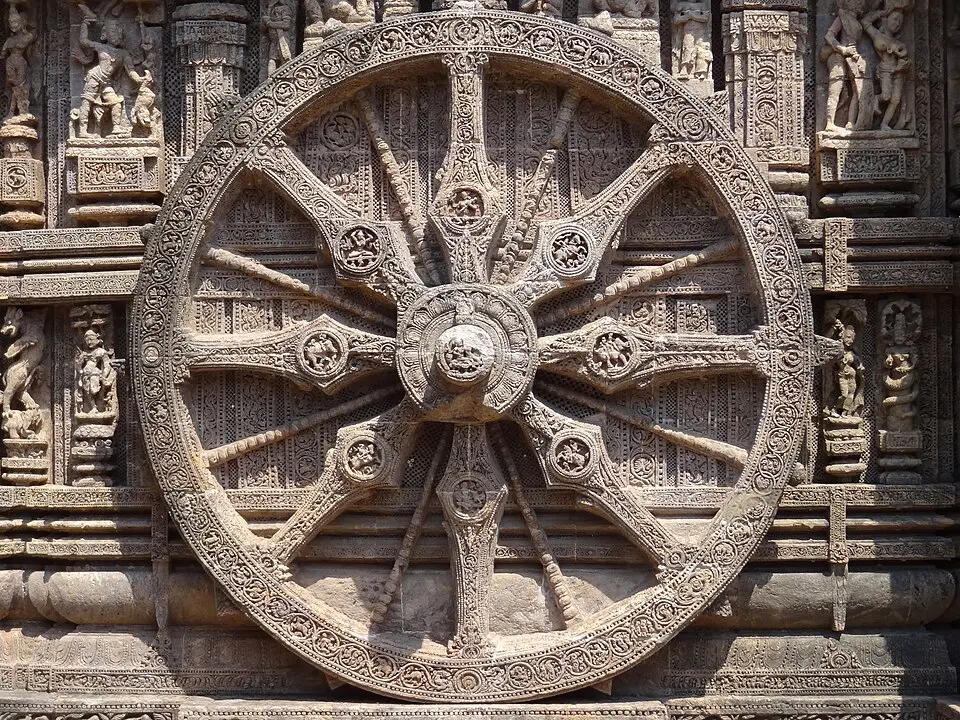 Carved chariot wheel of the Konark Sun temple
