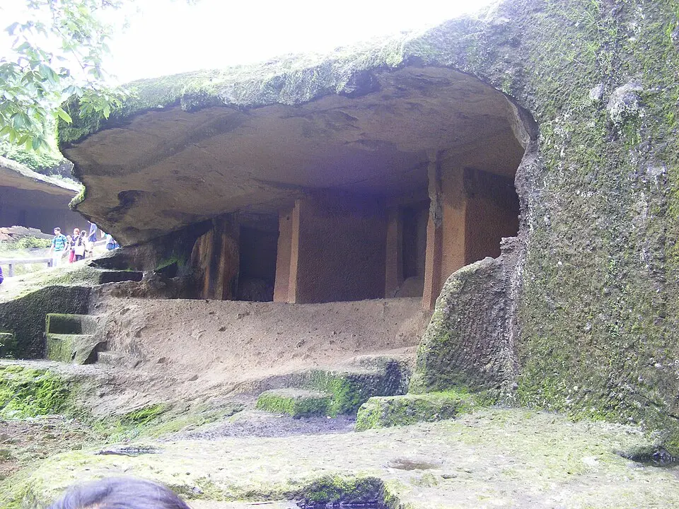 The Kanheri caves: A cave monastery near Mumbai, among the rock cut caves of the western Deccan.