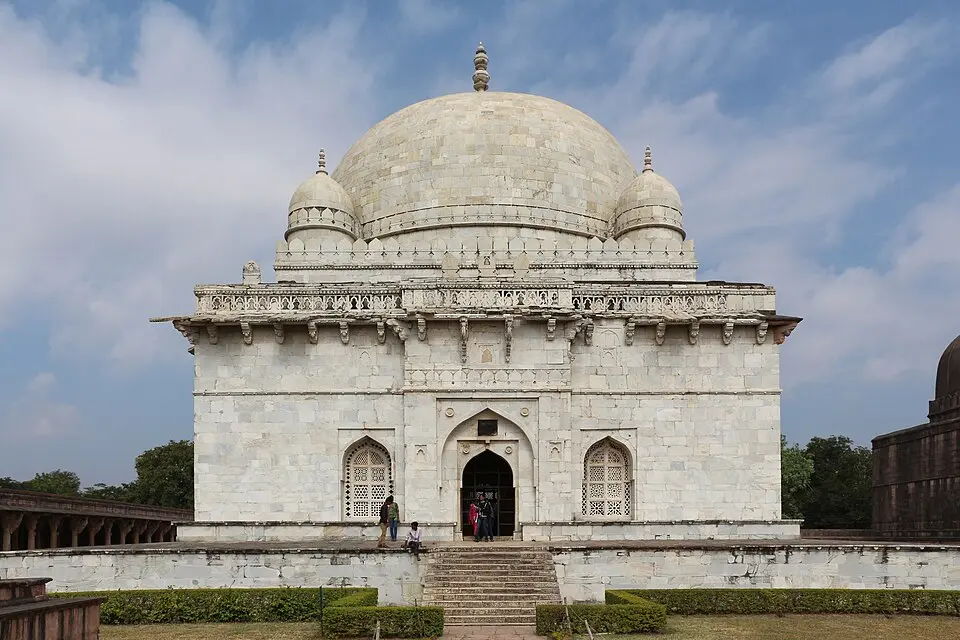 Hoshang Shah's Tomb, Mandu: Completed 1440, India's first marble building, with its central dome and corner cupolas.