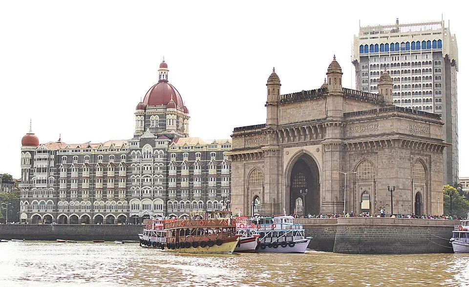 The Taj Mahal Palace hotel and the Gateway of India in Mumbai