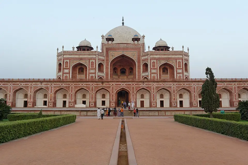 Humayun's tomb in Delhi seen across its garden