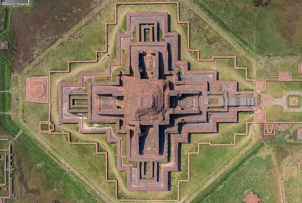Aerial view of Somapura Mahavihara, Paharpur, Bangladesh