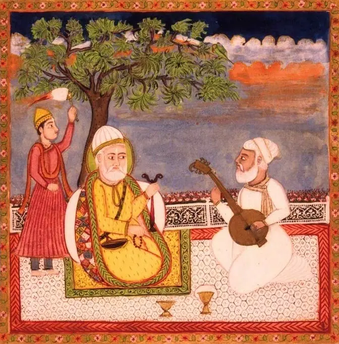 Painting of Guru Nanak with Bhai Bala and Bhai Mardana