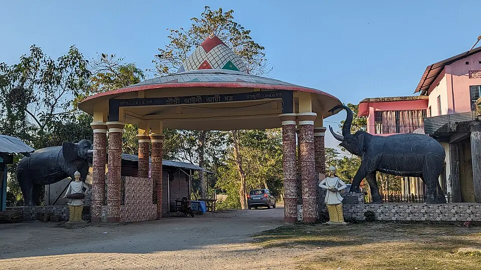 Entrance of Auniati Satra on Majuli in Assam