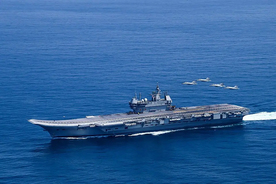 INS Vikrant in the Arabian Sea with MiG-29K fighters