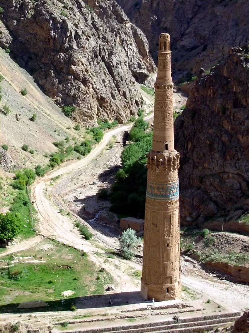 The Minaret of Jam: The Ghurid minaret of Jam rising from its river valley in Ghor, Afghanistan.