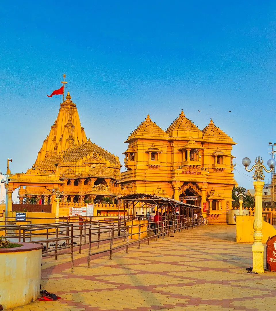 Somnath temple today: The rebuilt temple at Prabhas Patan, one of the twelve Jyotirlingas.