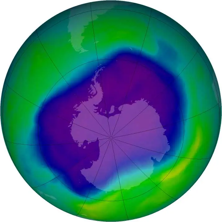 NASA image of the Antarctic ozone hole on 24 September 2006