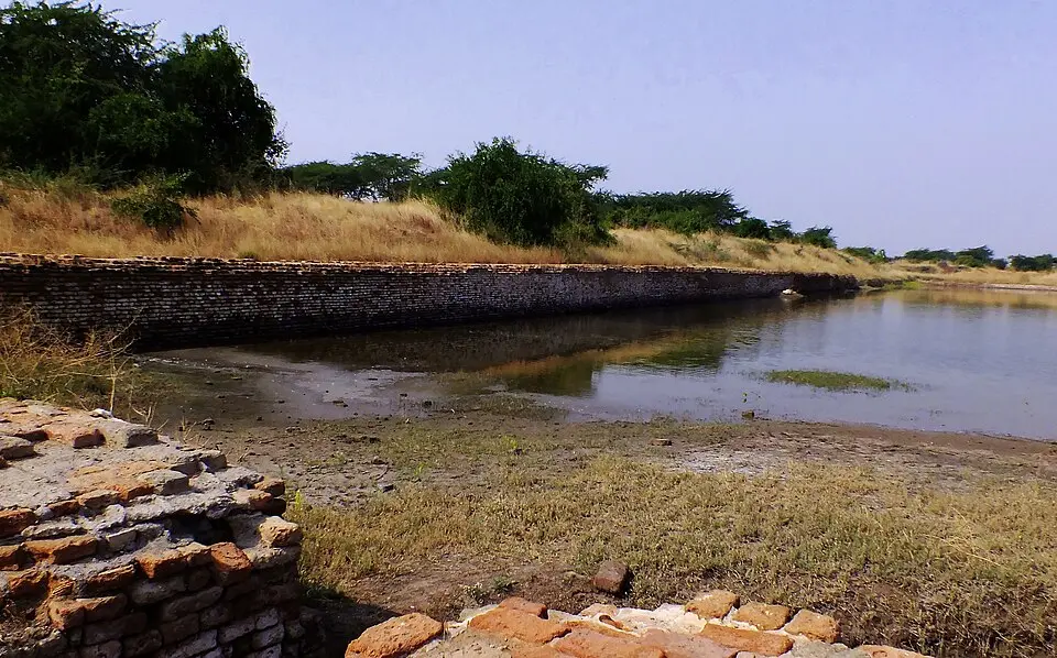 The dockyard at Lothal: Lothal, in Gujarat, gives evidence of bead making and trade, and a structure interpreted as a dockyard.