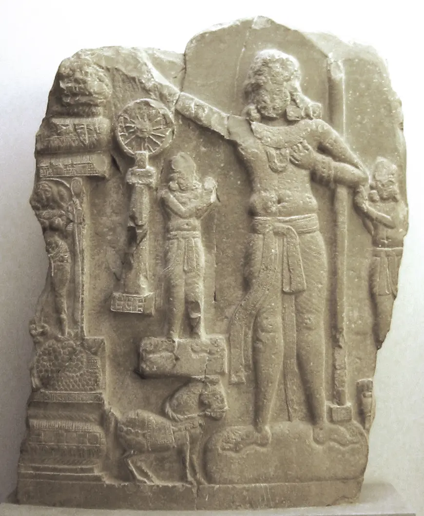 Carved limestone relief panel from Amaravati