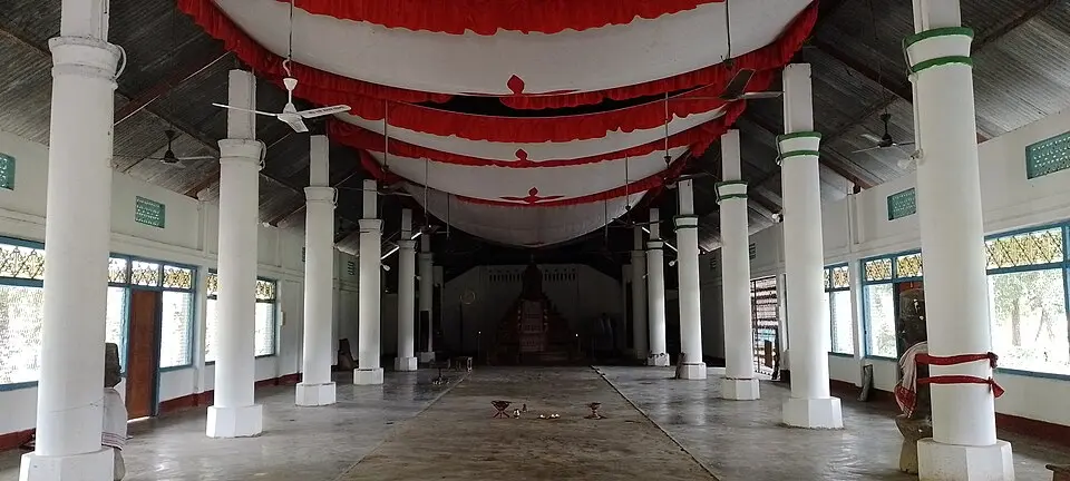 A Namghar: A Namghar in Assam, the institution of Sankaradeva's movement that carried worship and village self government.