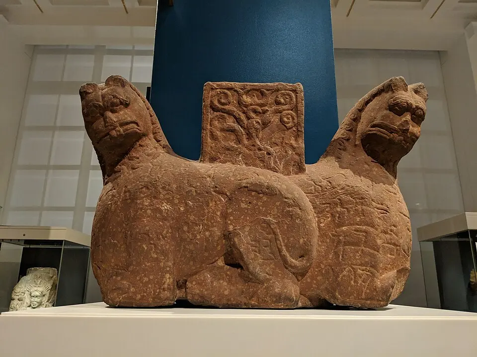 The Mathura lion capital: Its Kharoshthi inscription, a Shaka record from the time of the Northern Satrap Rajuvula, records his chief queen's gift.