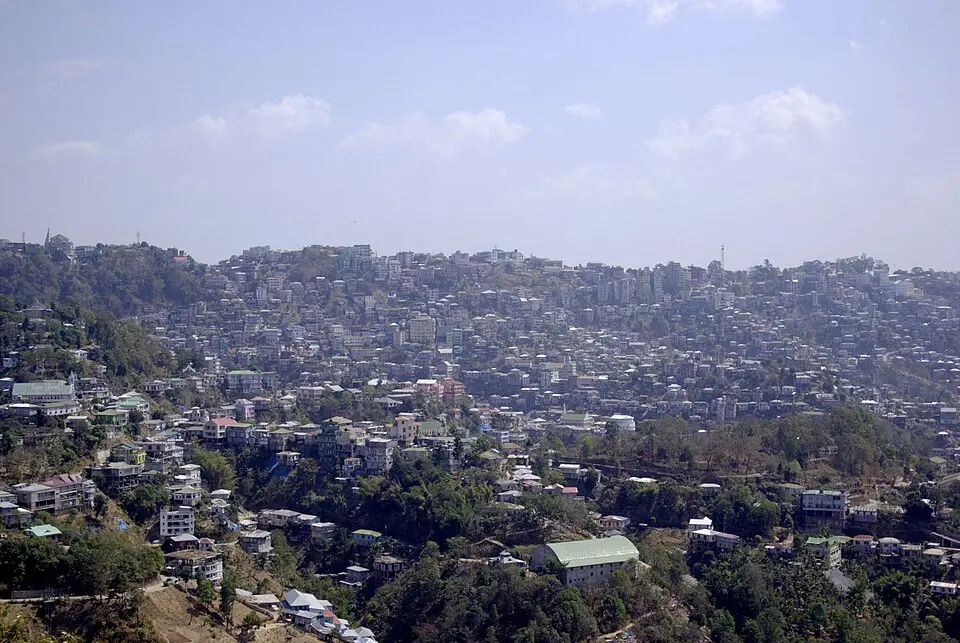 The ridge top city of Aizawl, capital of Mizoram