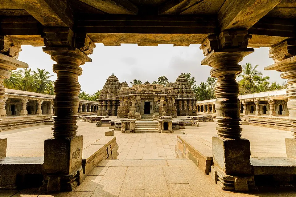The Kesava temple, Somnathpur: A Hoysala temple on the stellate plan, one of the Sacred Ensembles of the Hoysalas.
