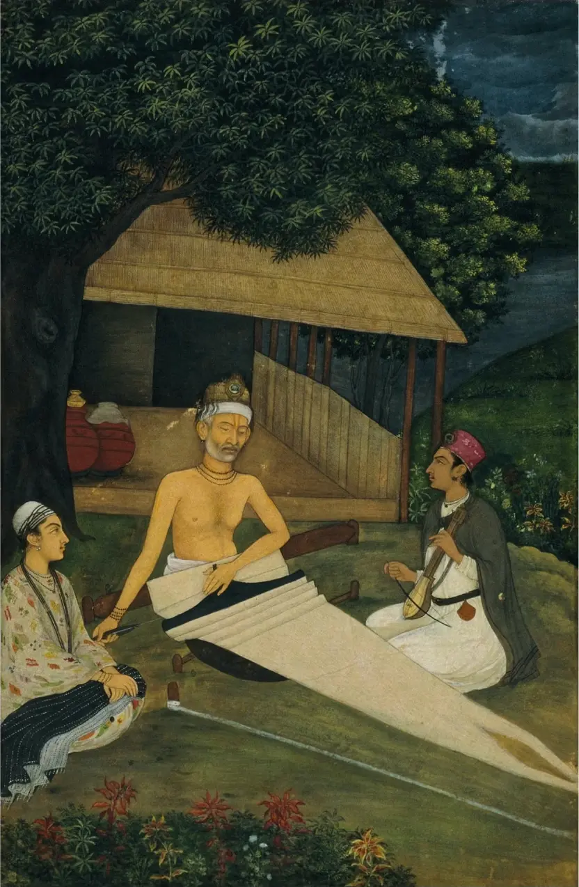 Painting of Kabir at his loom