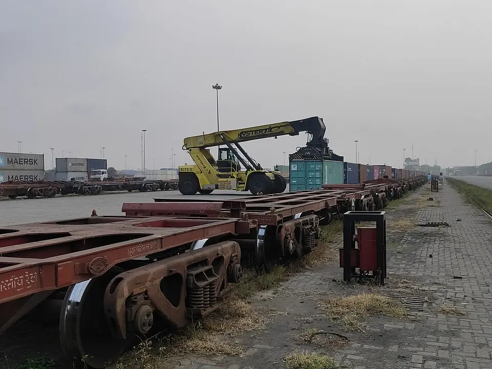 A BLC container flat wagon of Indian Railways